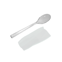 Kit Cuillère transparente en plastique + Serviette en Sachet Individuel - 18 cm