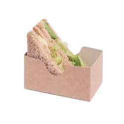 Barquette Sandwich Triangle Recyclable - Kraft - 12 cm - en action