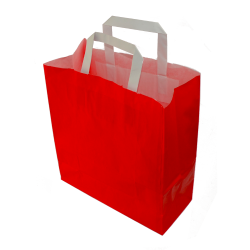 sac kraft 26x12x31 cm - poignees plates - rouge