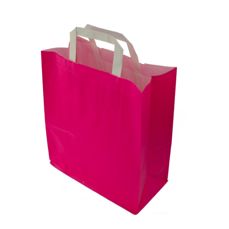 sac kraft 26x12x31 cm - poignees plates - rose