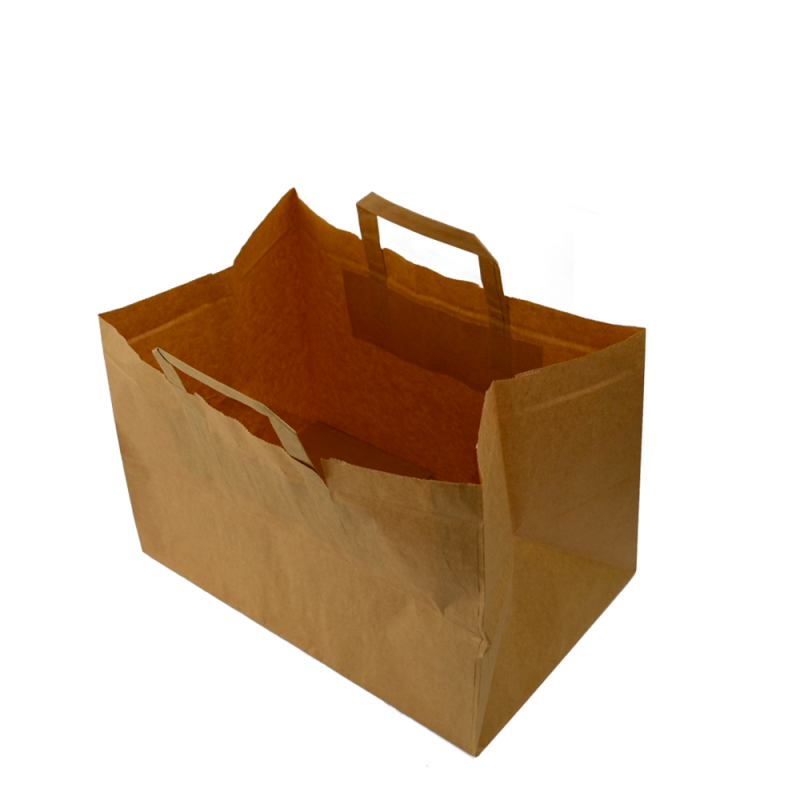 sac traiteur ( papier kraft - 32x21x24 cm - poignees plates