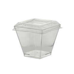 Verrine pyramide - jetable - 60 ml - en plastique avec couvercle