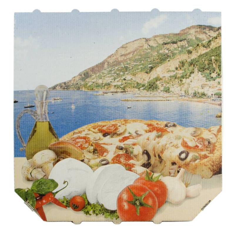 Boite à pizza amalfi illustration italie