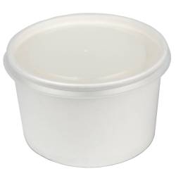 Pot à Glace avec Couvercle - Blanc - Carton - 470 mL