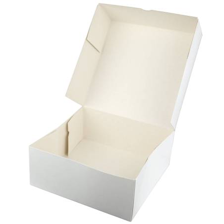 Boite Carre Blanche en Carton pour Patisserie - hauteur 8 cm