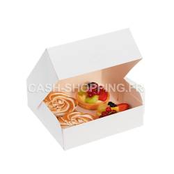 Boite Carre Blanche en Carton pour Patisserie - hauteur 8 cm