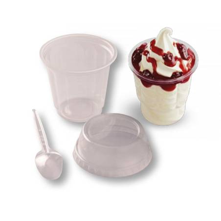 Kit Glace et Sundae Transparent 180 mL - Pot + Couvercle Kit Glace et Sundae Transparent 180 mL - Pot + Couvercle