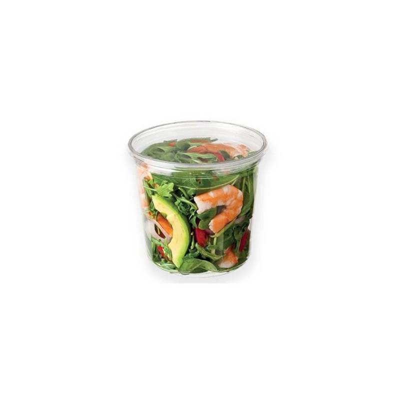 Pot Rond à Salade -  Transparent - PP - avec Couvercle