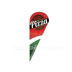 Drapeau flamme - visuel pizza ou neutre signalisation communication exterieure pizzeria restaurant