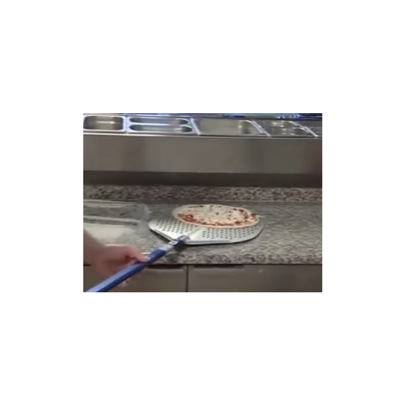 Pelle à pizza ronde perforée en aluminium 34cm très légère