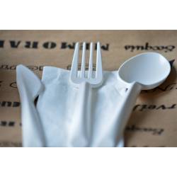 kit couverts blanches compostables en PLA jetable pas cher restauration professionnel